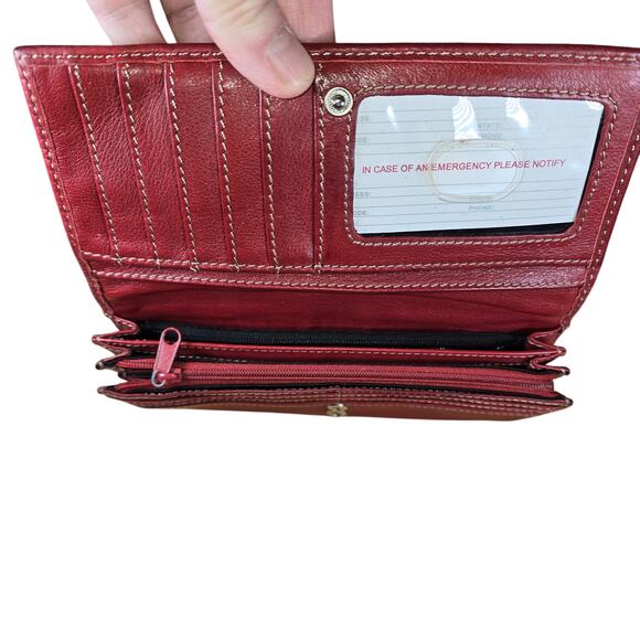 Tignanello Genuine Leather Purse Bag with Matching Wallet Soft Red Leather - Picture 7 of 11